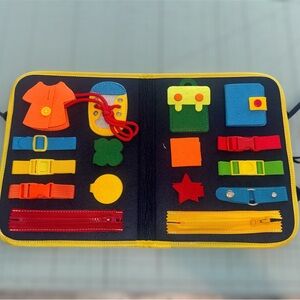 Toddler Busy Board - Sensory learning toy for fine motor skills or travel